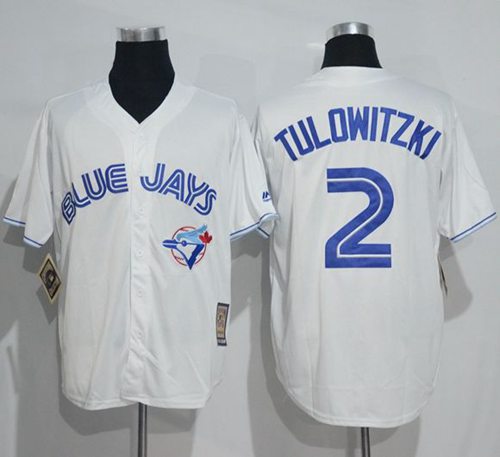 Blue Jays #2 Troy Tulowitzki White Cooperstown Throwback Stitched MLB Jersey - Click Image to Close